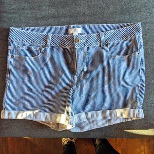 Blue and White pin striped jean short